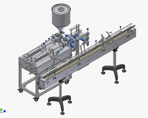 雙頭自動辣椒醬灌裝機設計圖